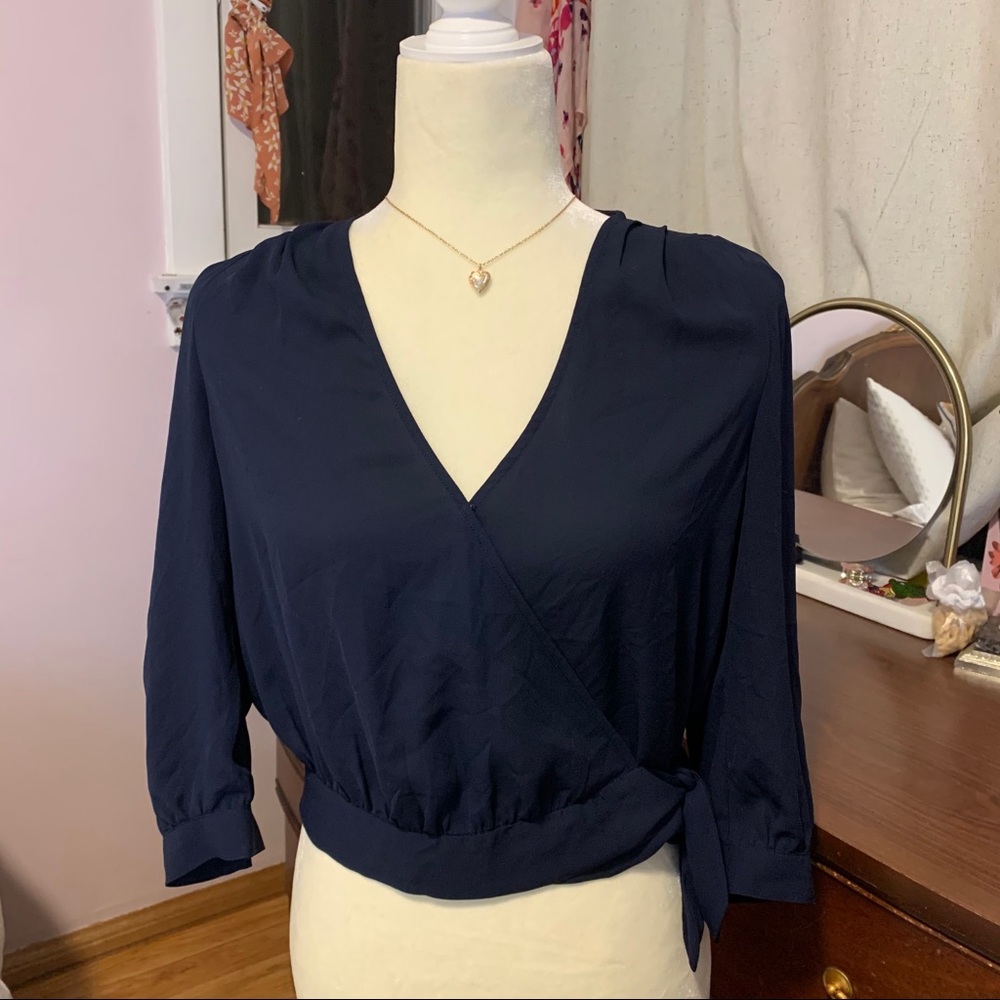 Madewell navy silky blouse